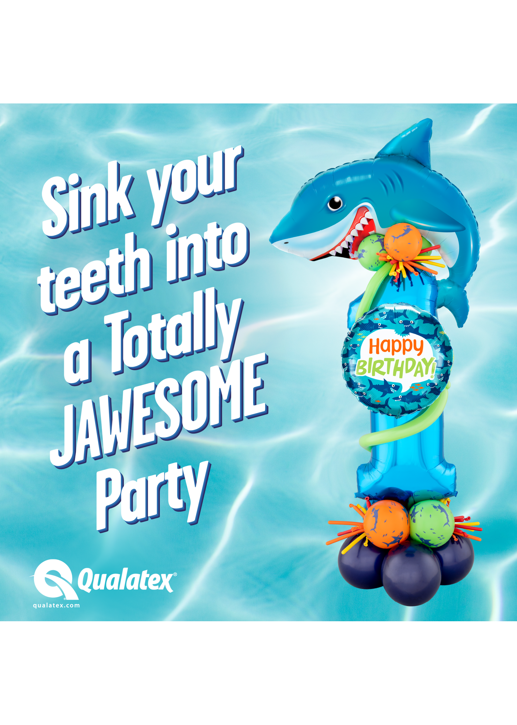 36" SMILIN' SHARK FOIL BALLOON