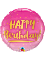 BDAY GOLD & PINK 18" BALLOON