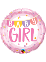 FOIL BALLOON 18 INCH BABY GIRL BANNER & DOTS