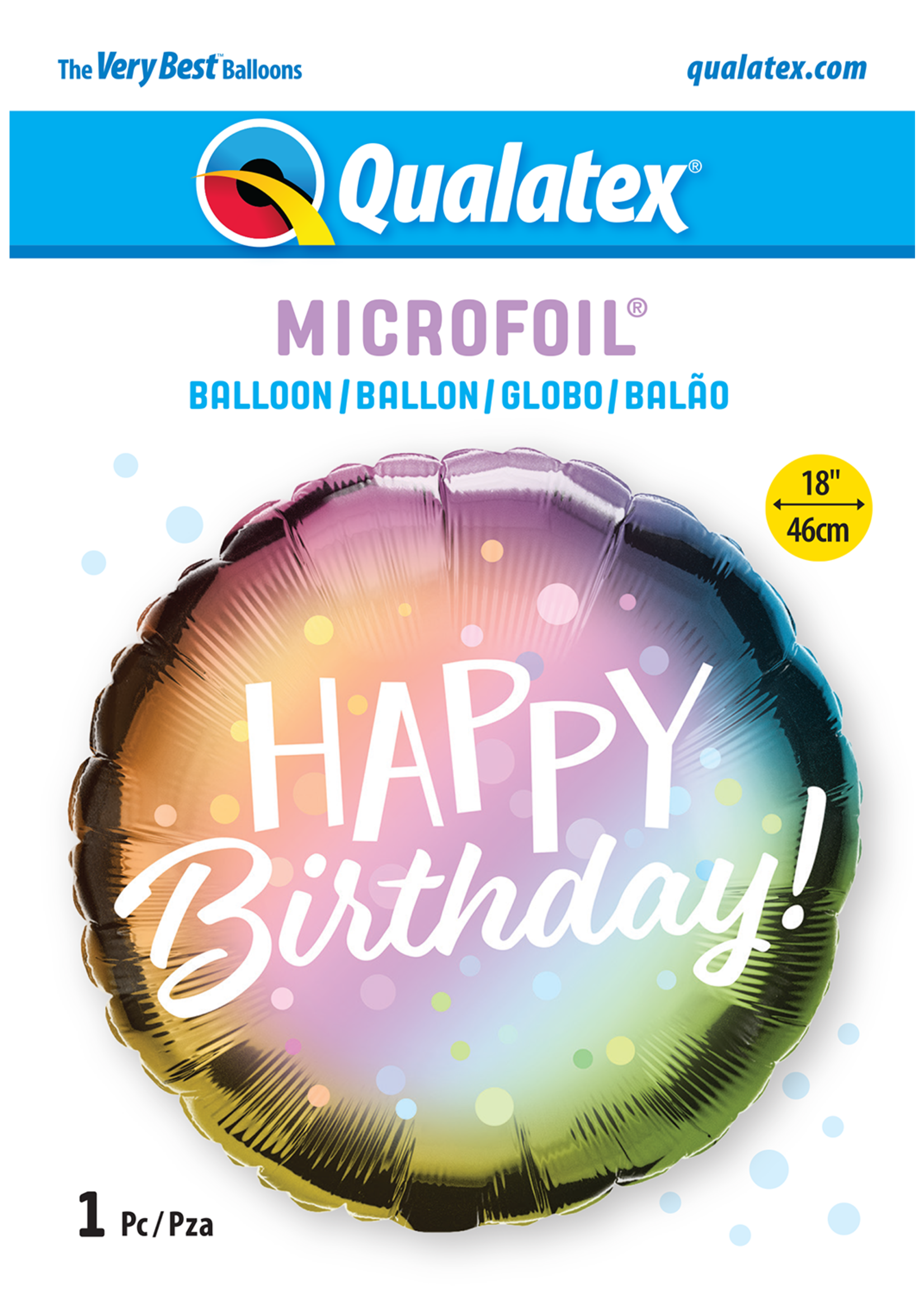 18 INCH BDAY METALLIC OMBRE & DOTS BALLOON