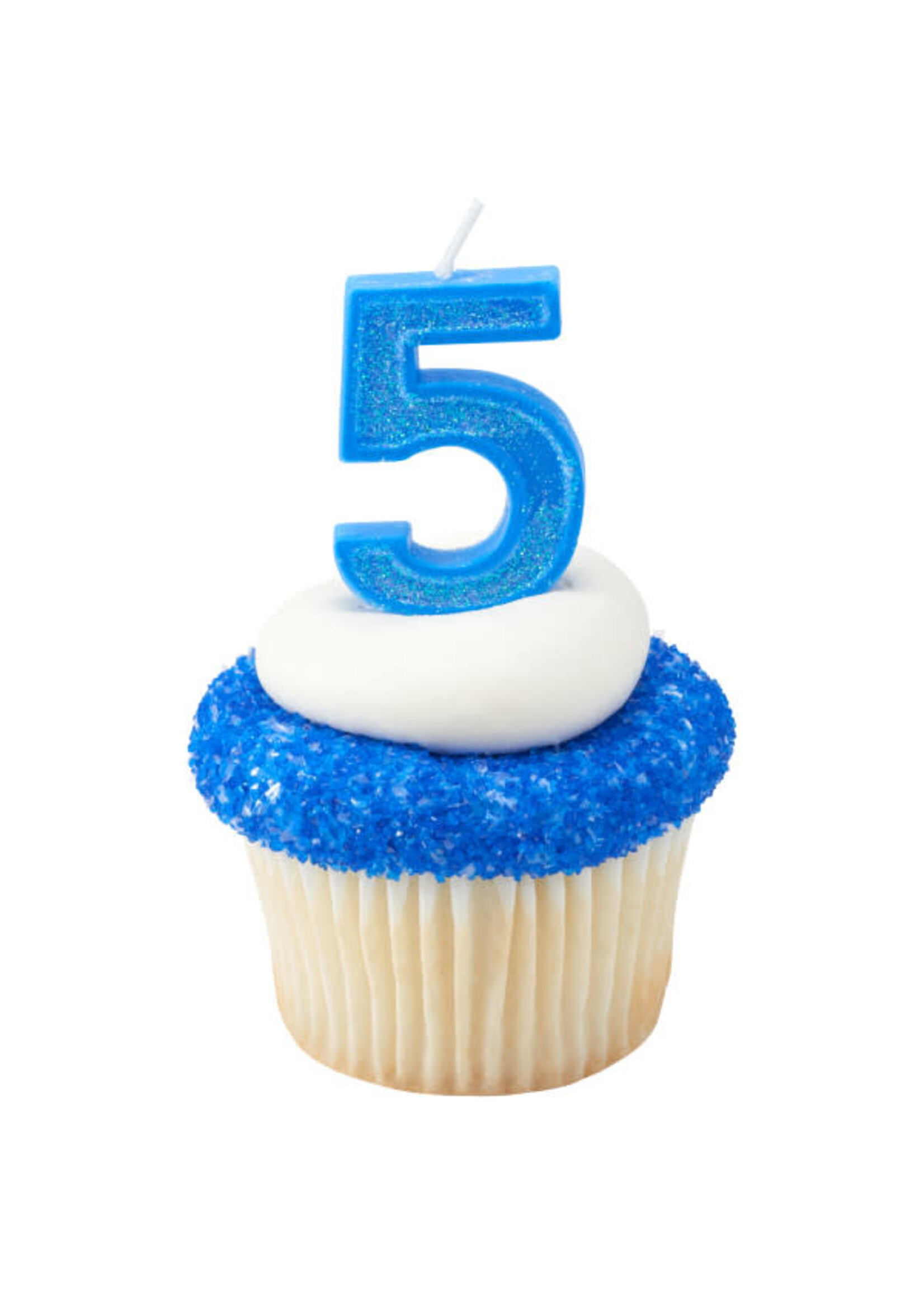 5 Mini Glitter Numeral Candles
