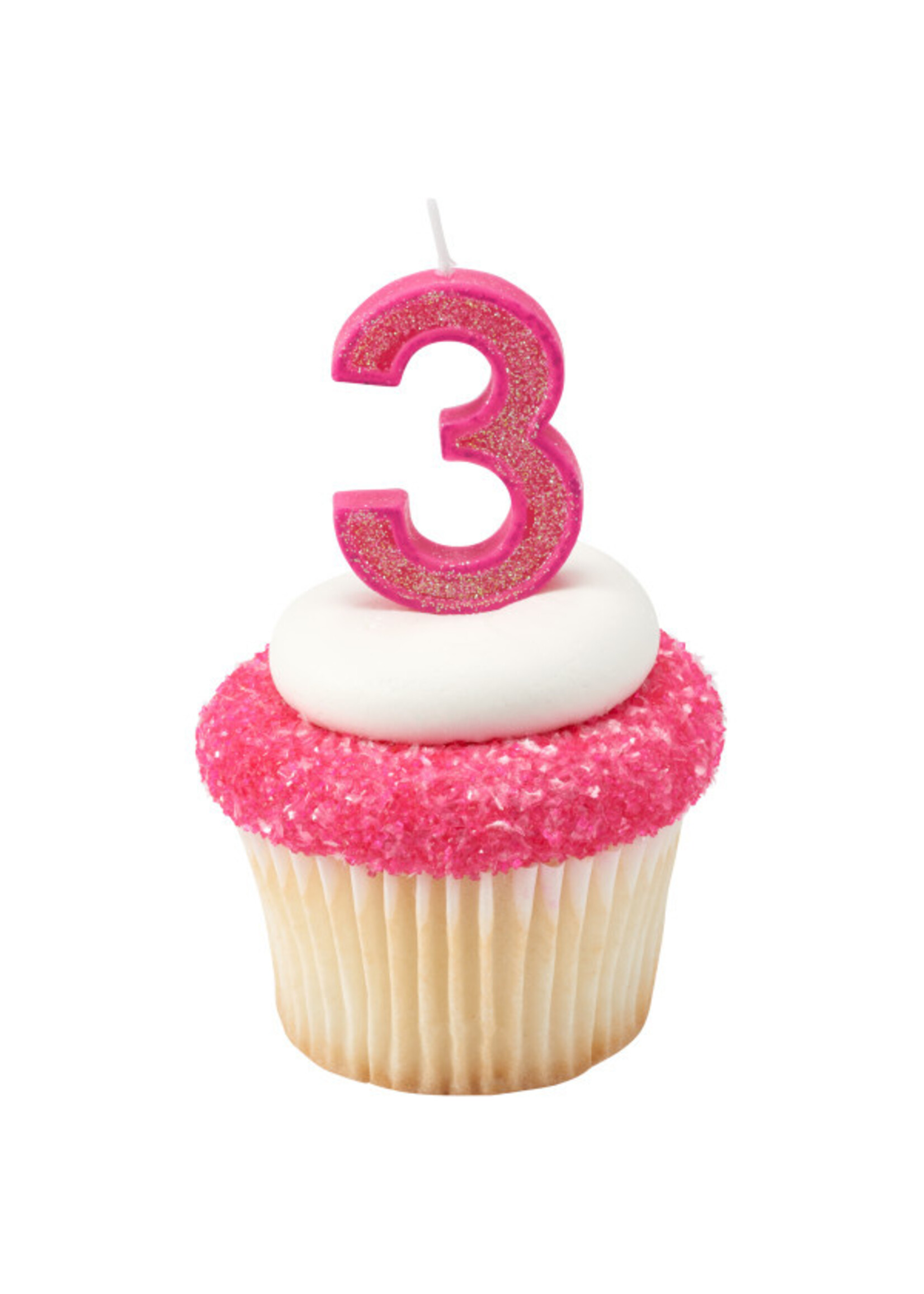 3 Mini Glitter Numeral Candles