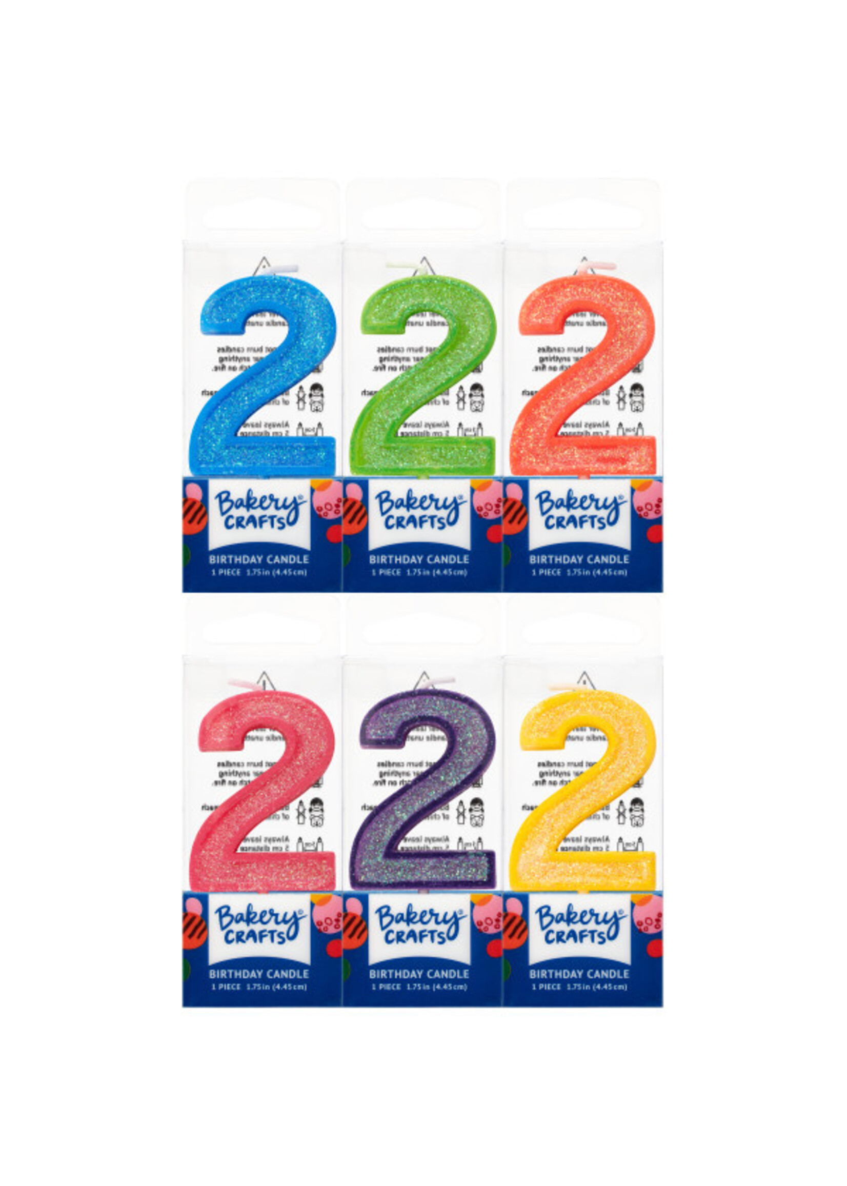 2 Mini Glitter Numeral Candles