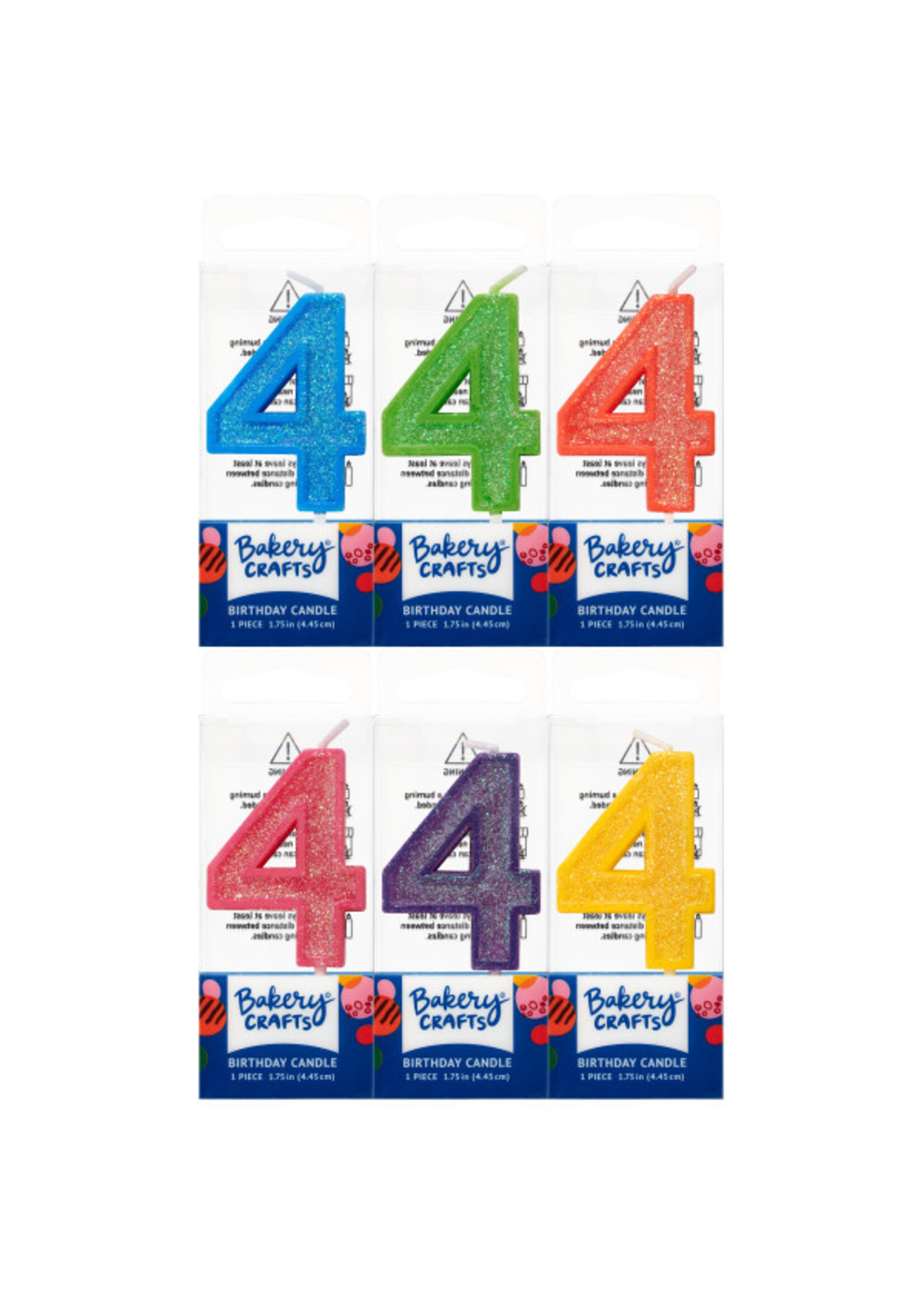 4 Mini Glitter Numeral Candles