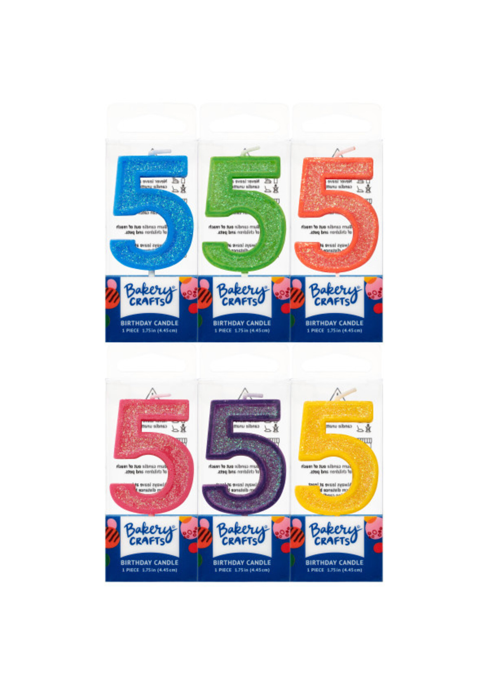 5 Mini Glitter Numeral Candles