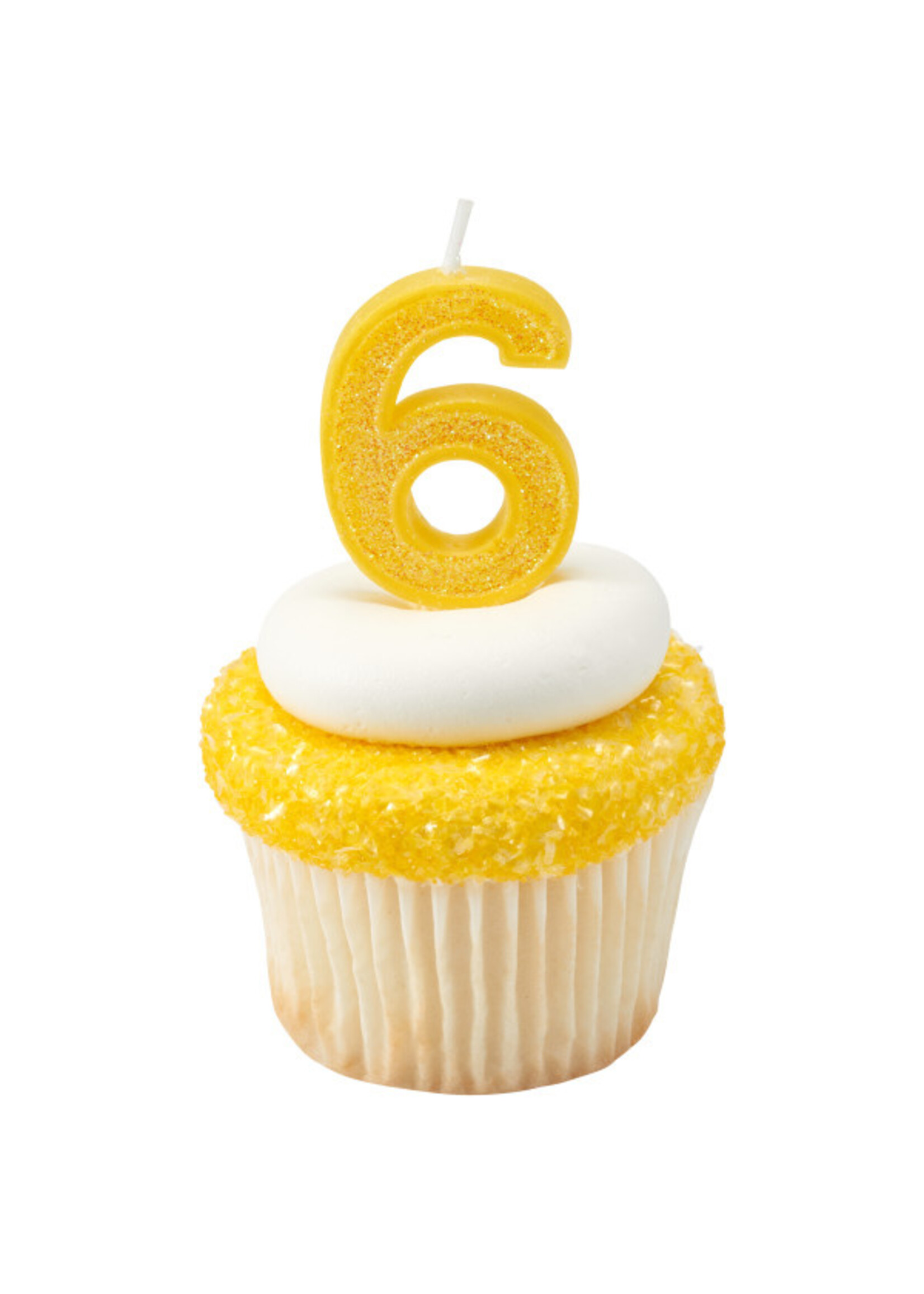 6 Mini Glitter Numeral Candles