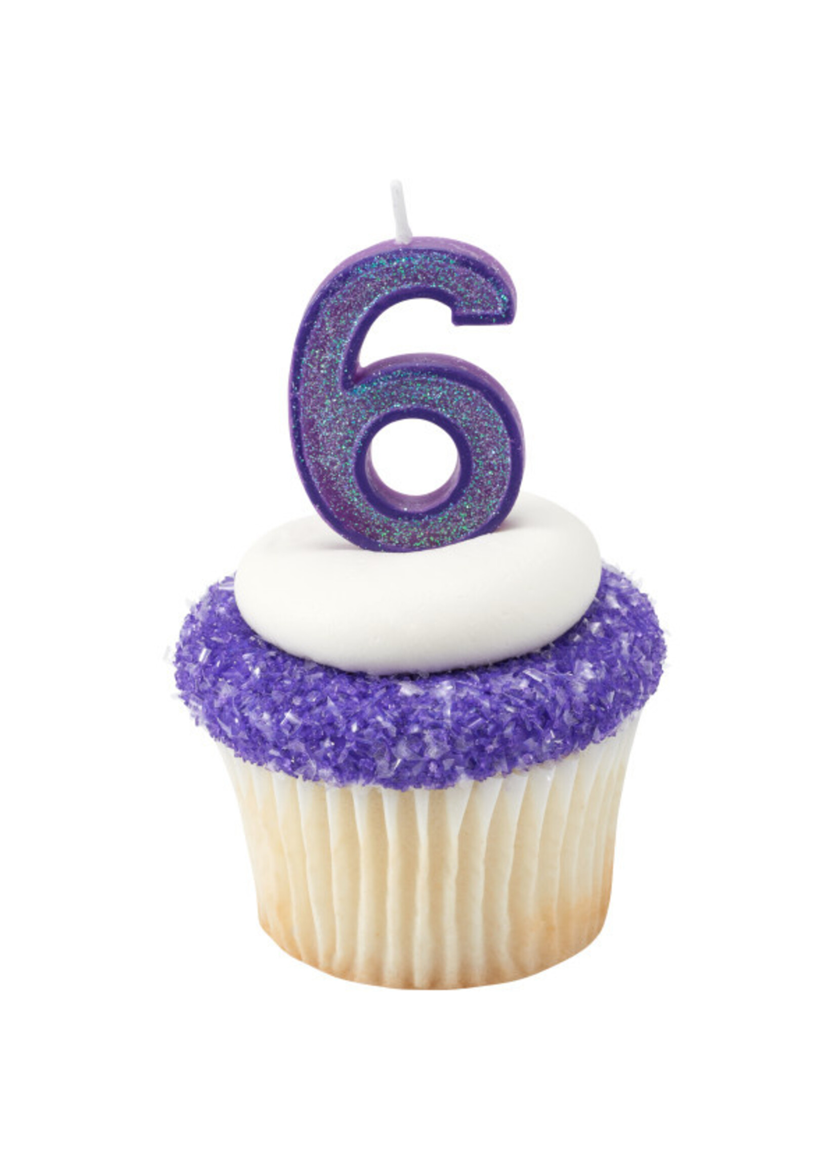 6 Mini Glitter Numeral Candles