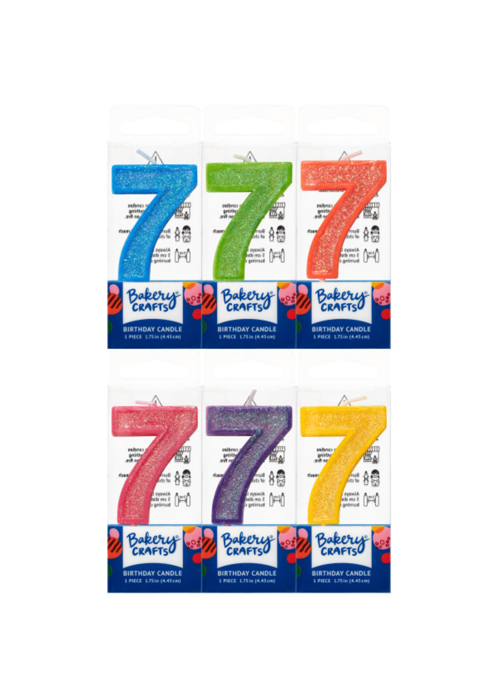 7 Mini Glitter Numeral Candles