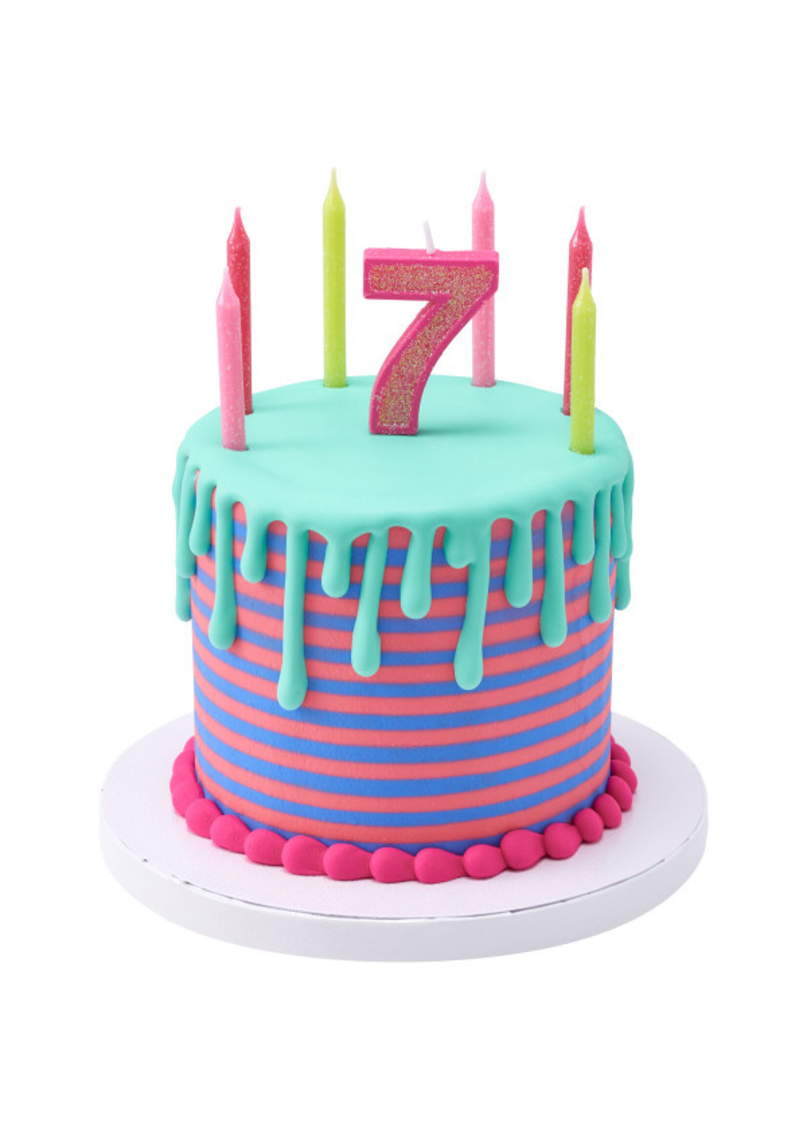 7 Mini Glitter Numeral Candles