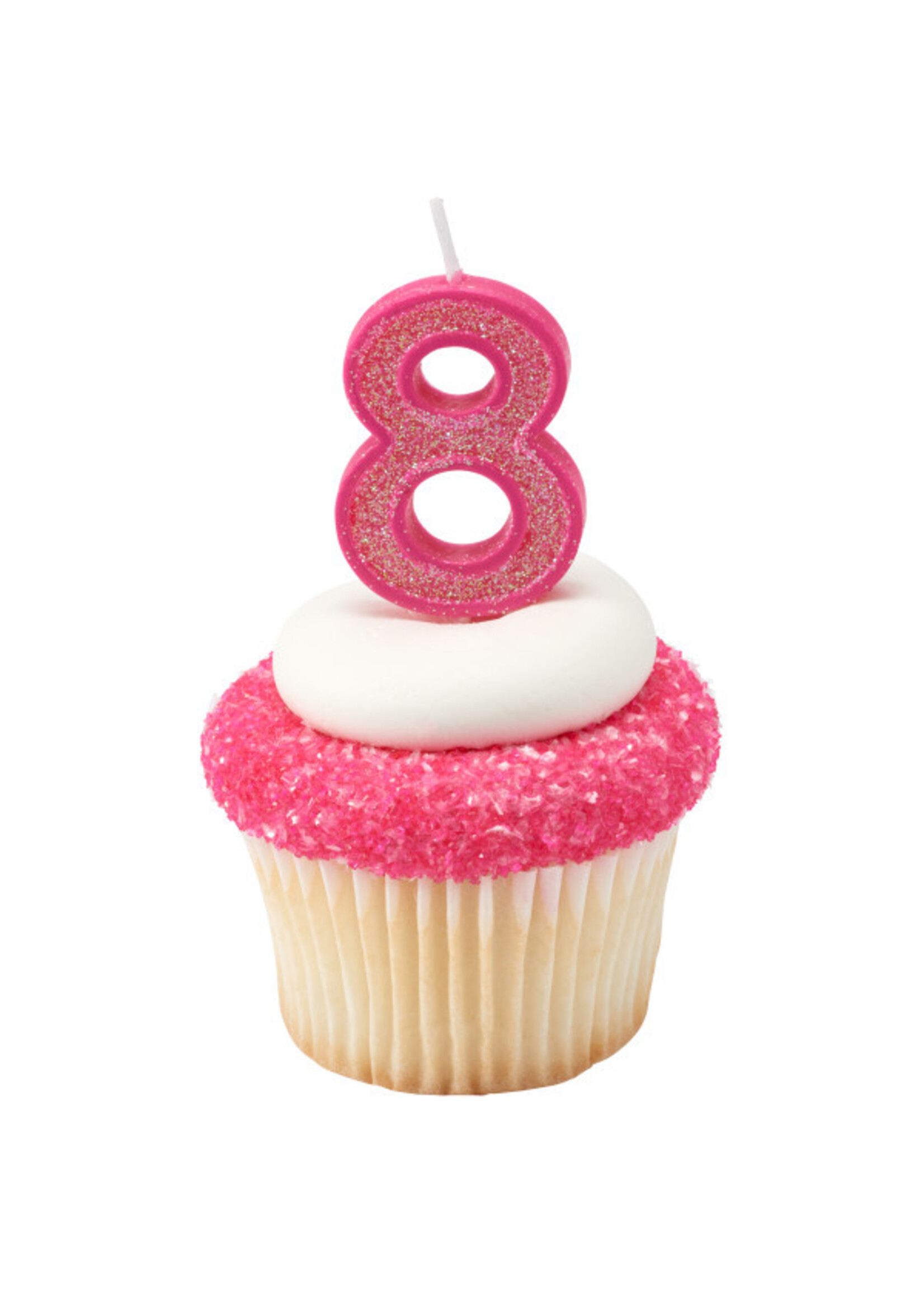 8 Mini Glitter Numeral Candles
