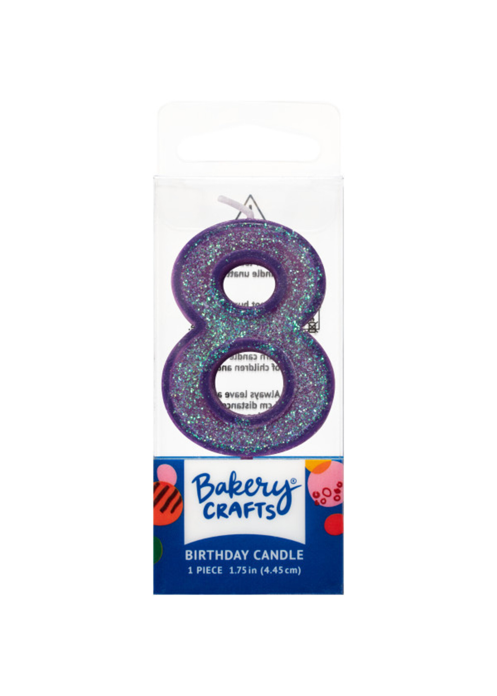 8 Mini Glitter Numeral Candles
