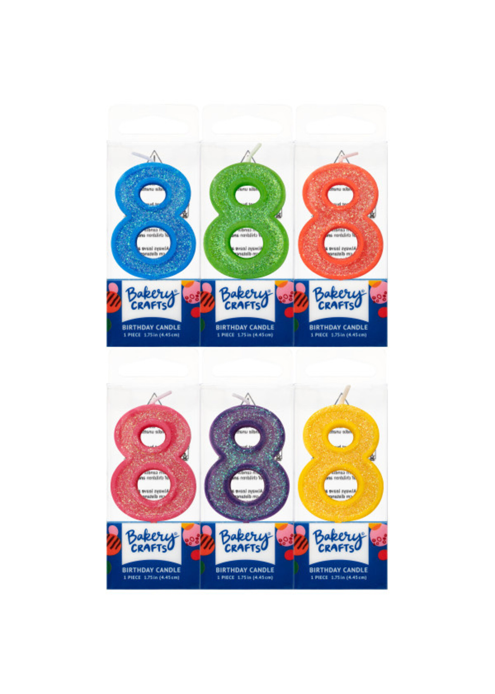 8 Mini Glitter Numeral Candles