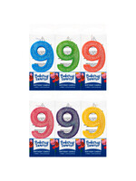 9 Mini Glitter Numeral Candles