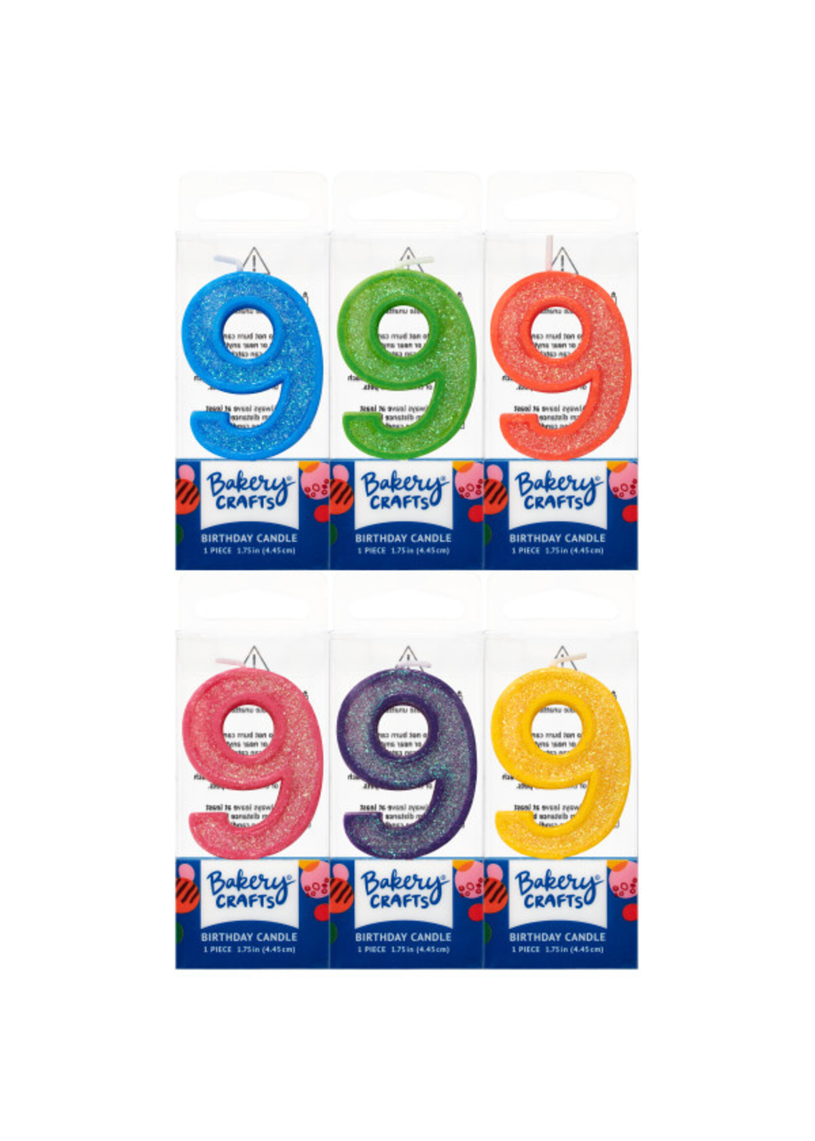 9 Mini Glitter Numeral Candles