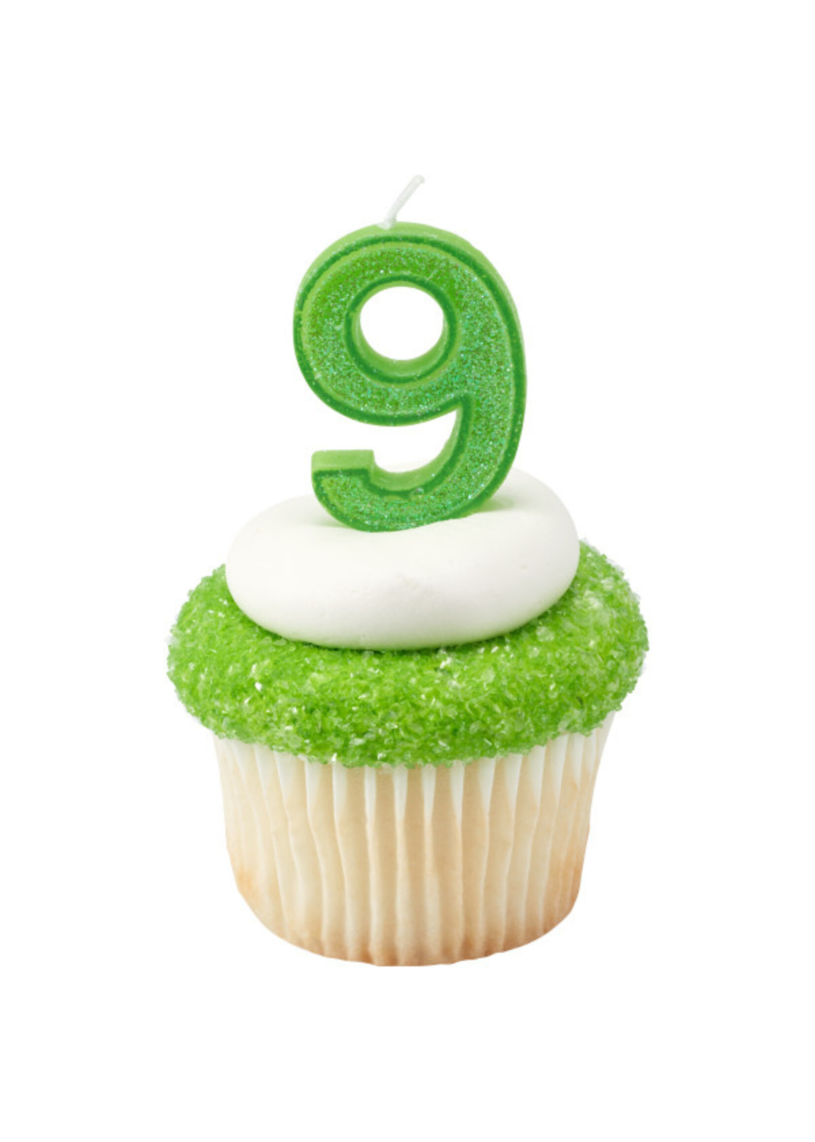 9 Mini Glitter Numeral Candles