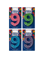 9 Glitter Numeral Candles