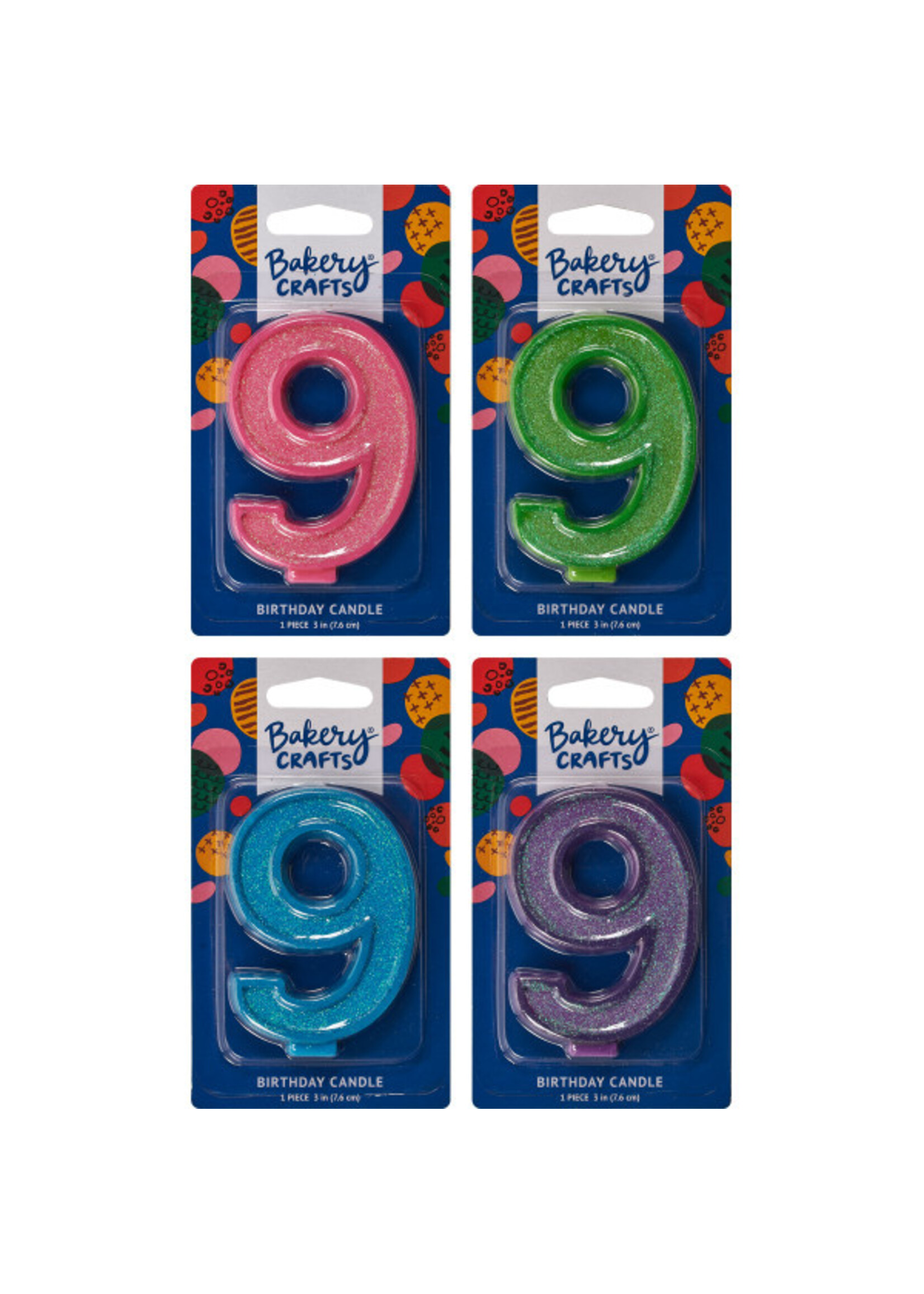 9 Glitter Numeral Candles