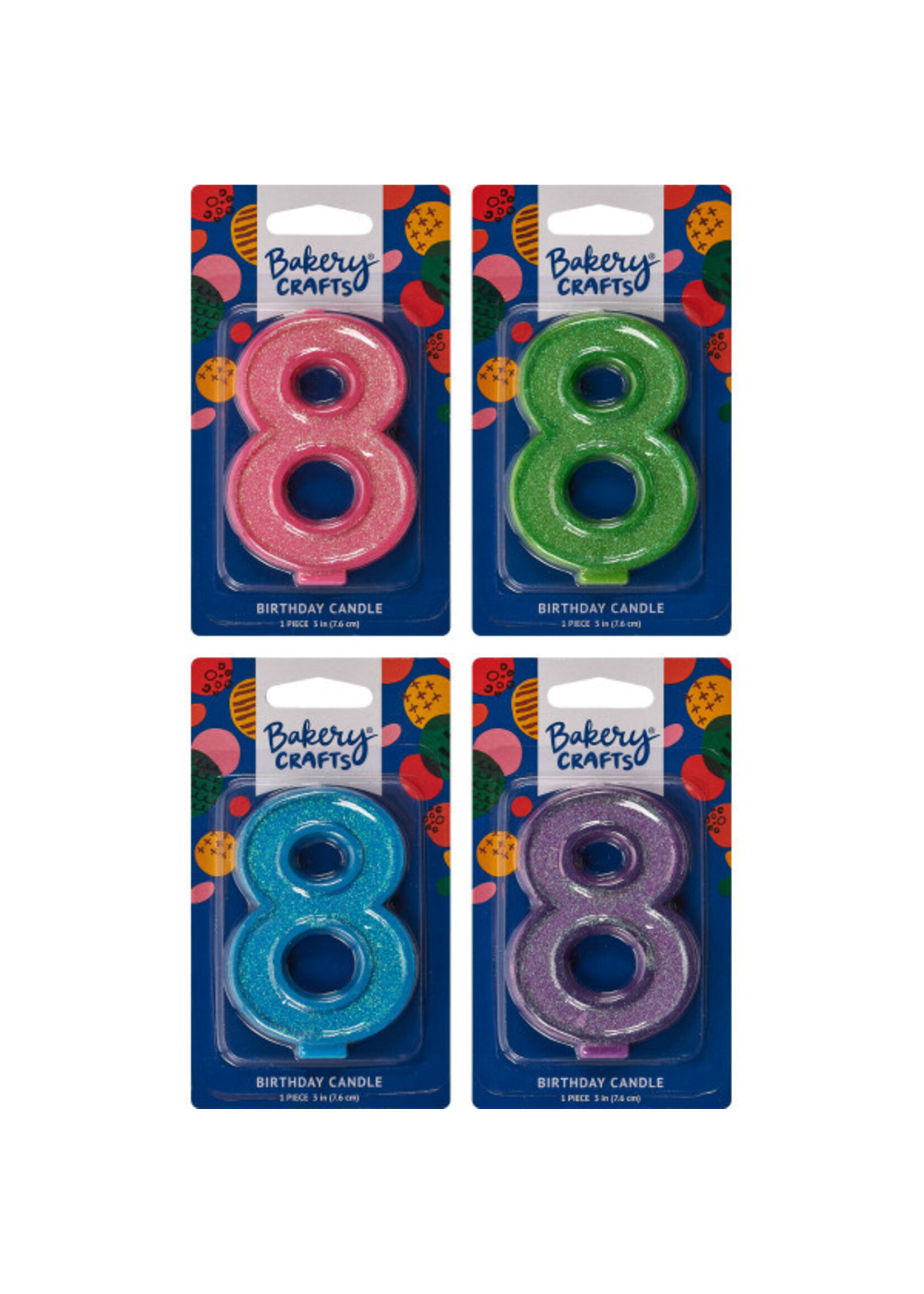 8 Glitter Numeral Candles