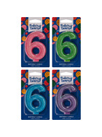 6 Glitter Numeral Candles