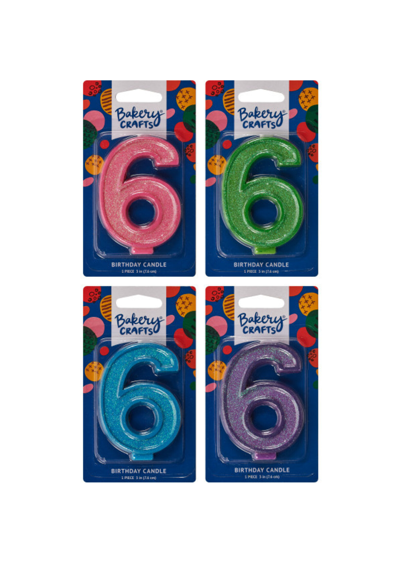 6 Glitter Numeral Candles