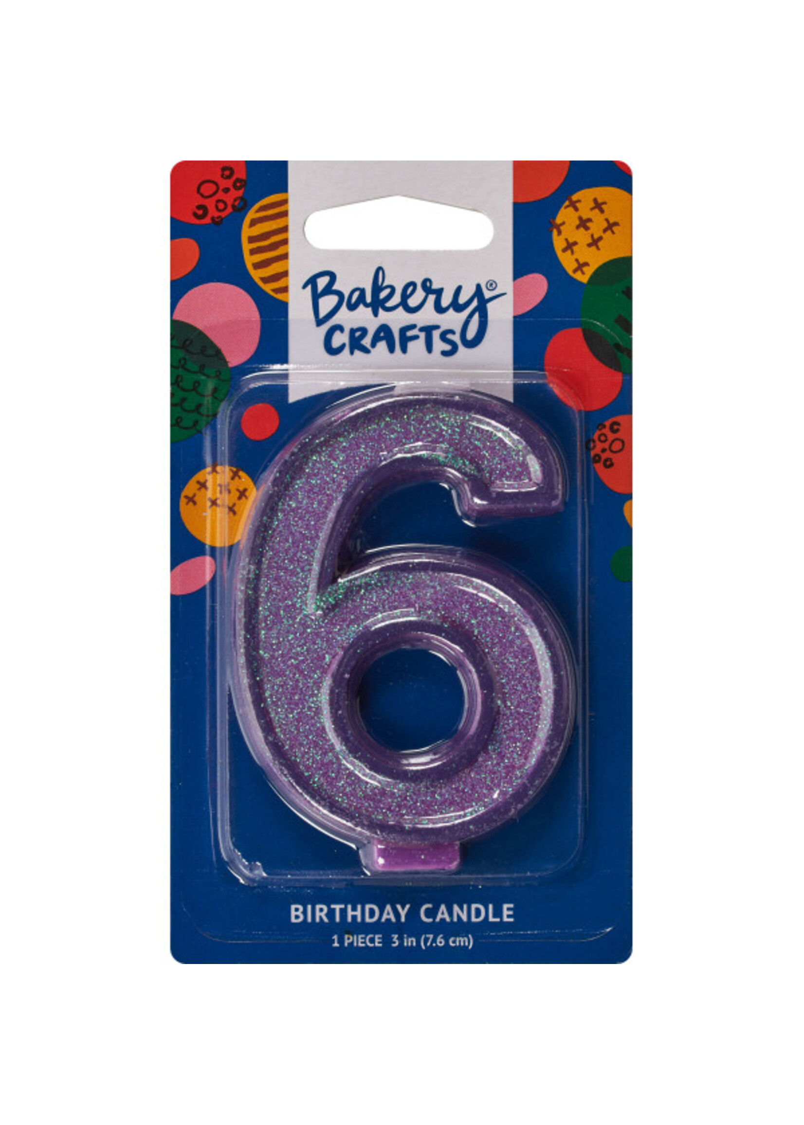 6 Glitter Numeral Candles