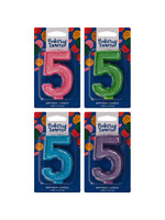 5 Glitter Numeral Candles