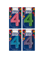 4 Glitter Numeral Candles
