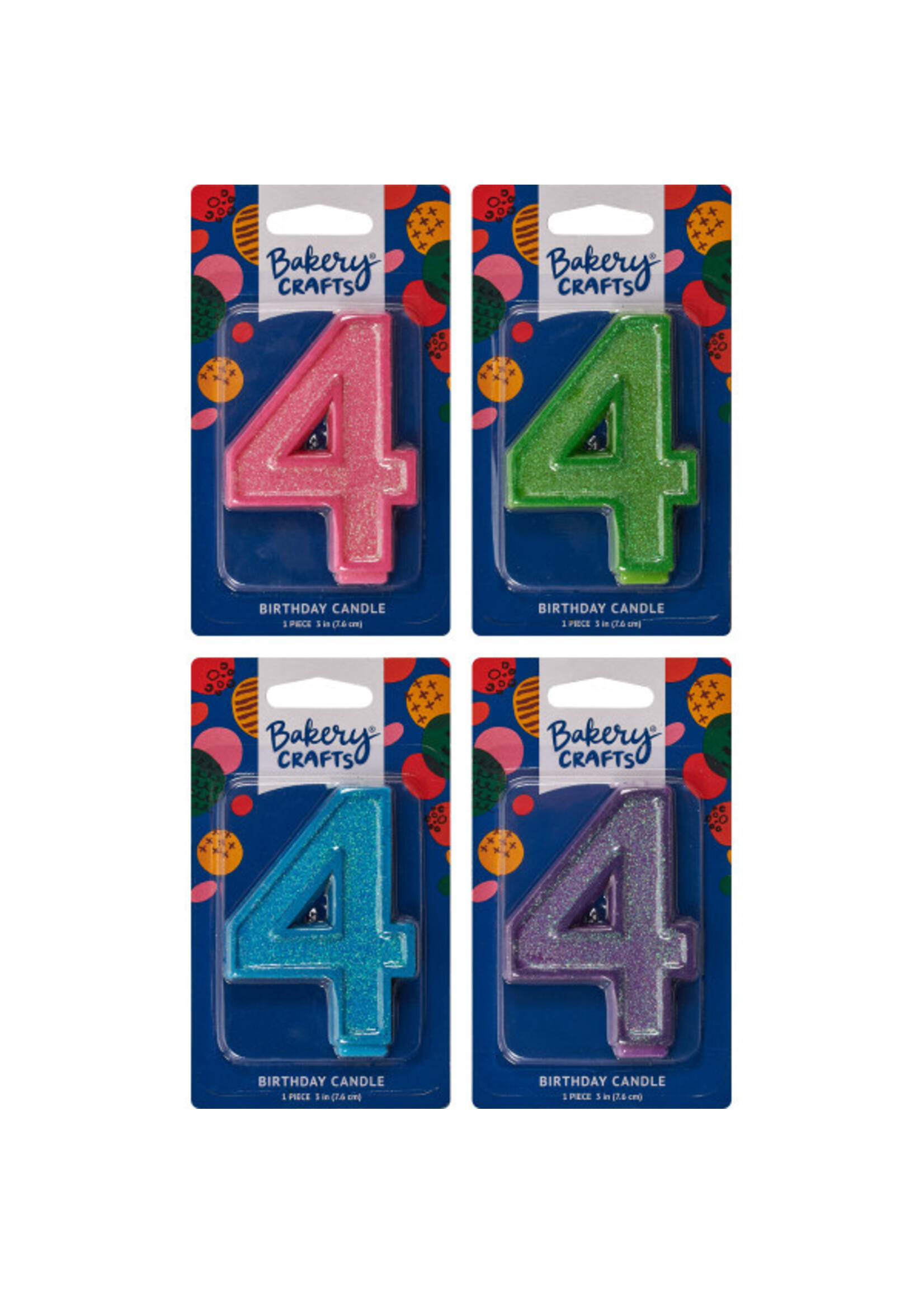 4 Glitter Numeral Candles
