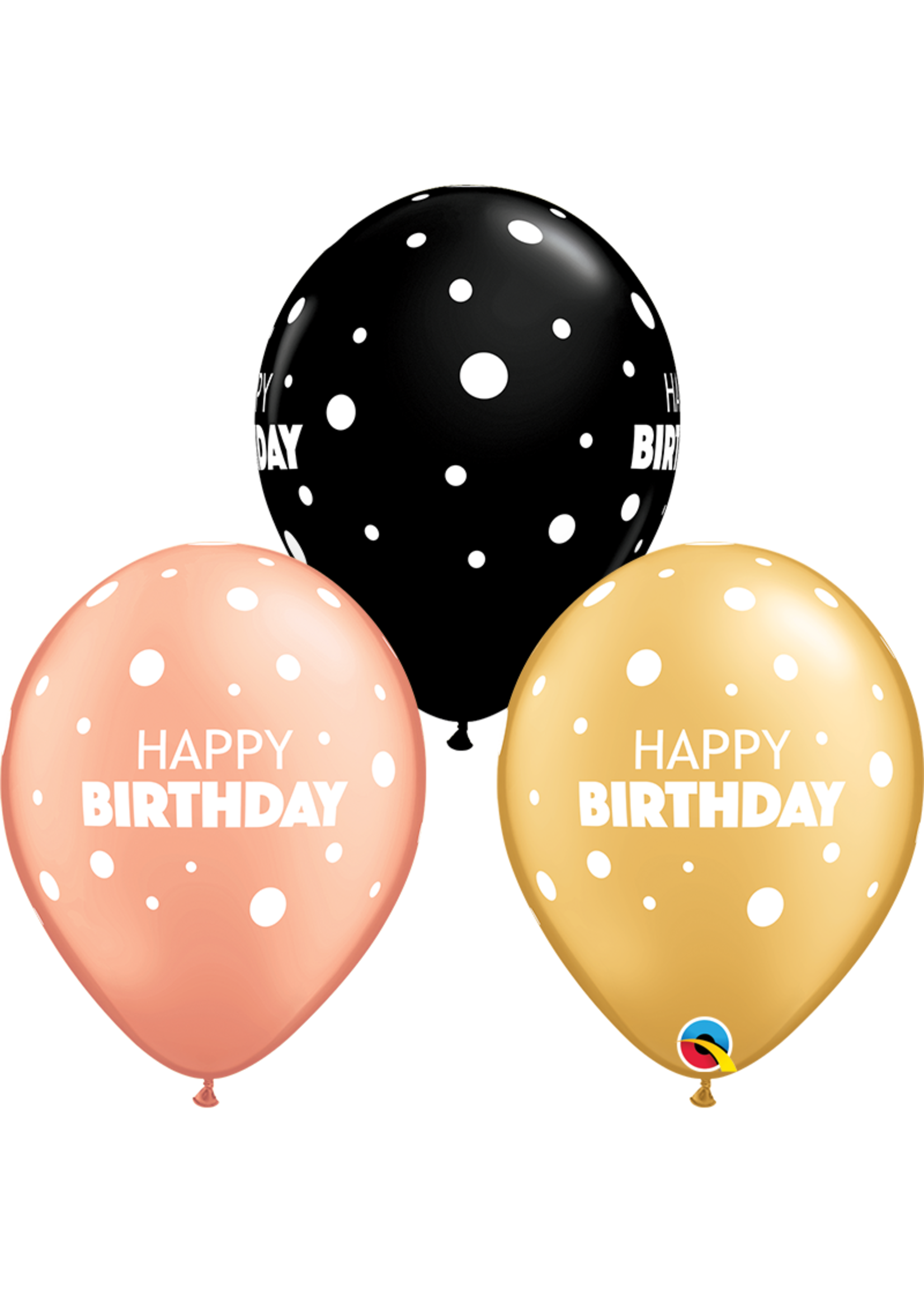 11 INCH BDAY BIG & LITTLE DOTS 50/PKT