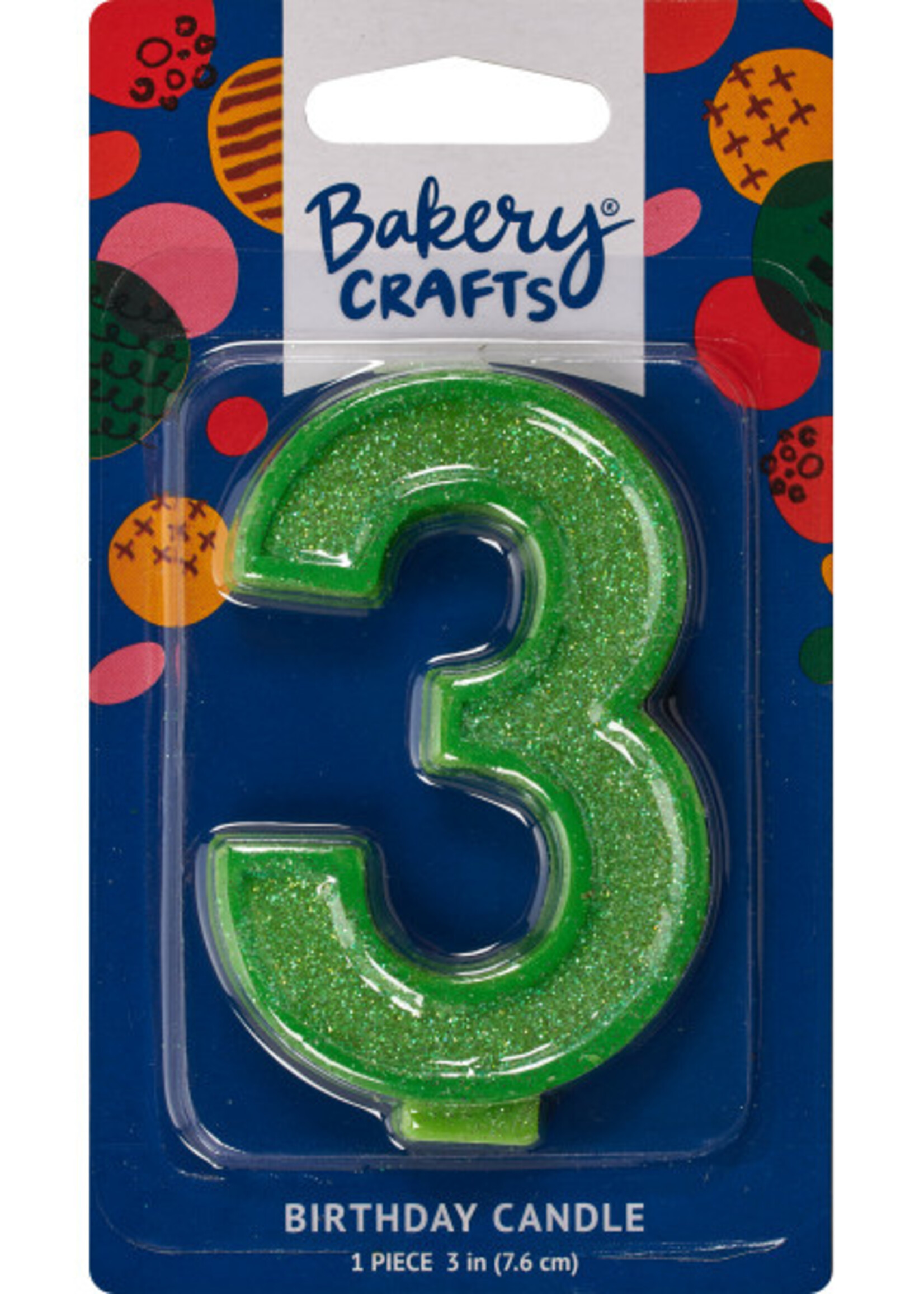 3 Glitter Numeral Candles