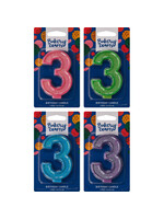 3 Glitter Numeral Candles
