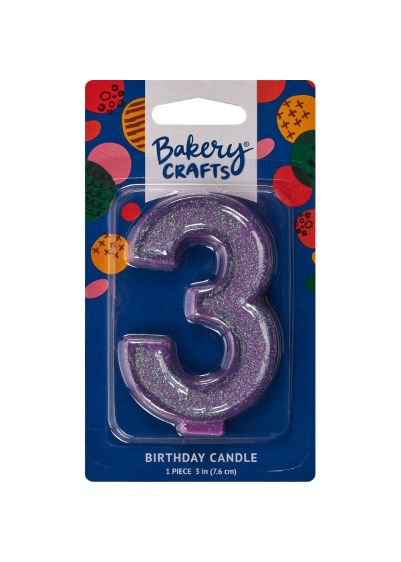 3 Glitter Numeral Candles