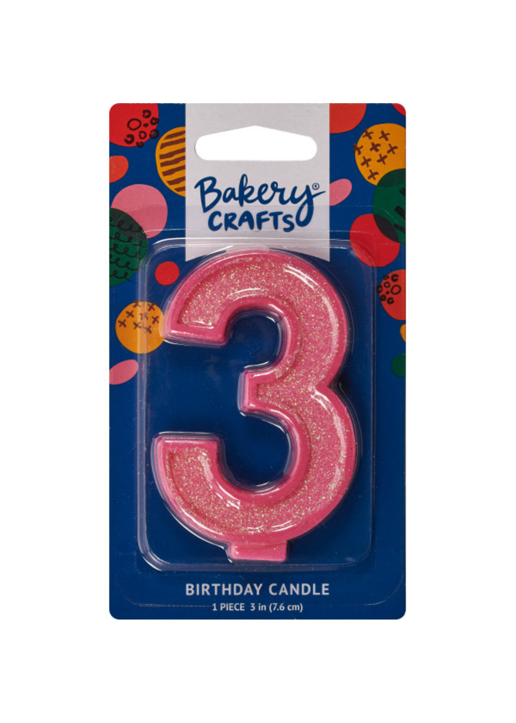 3 Glitter Numeral Candles