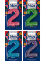 2 Glitter Numeral Candles