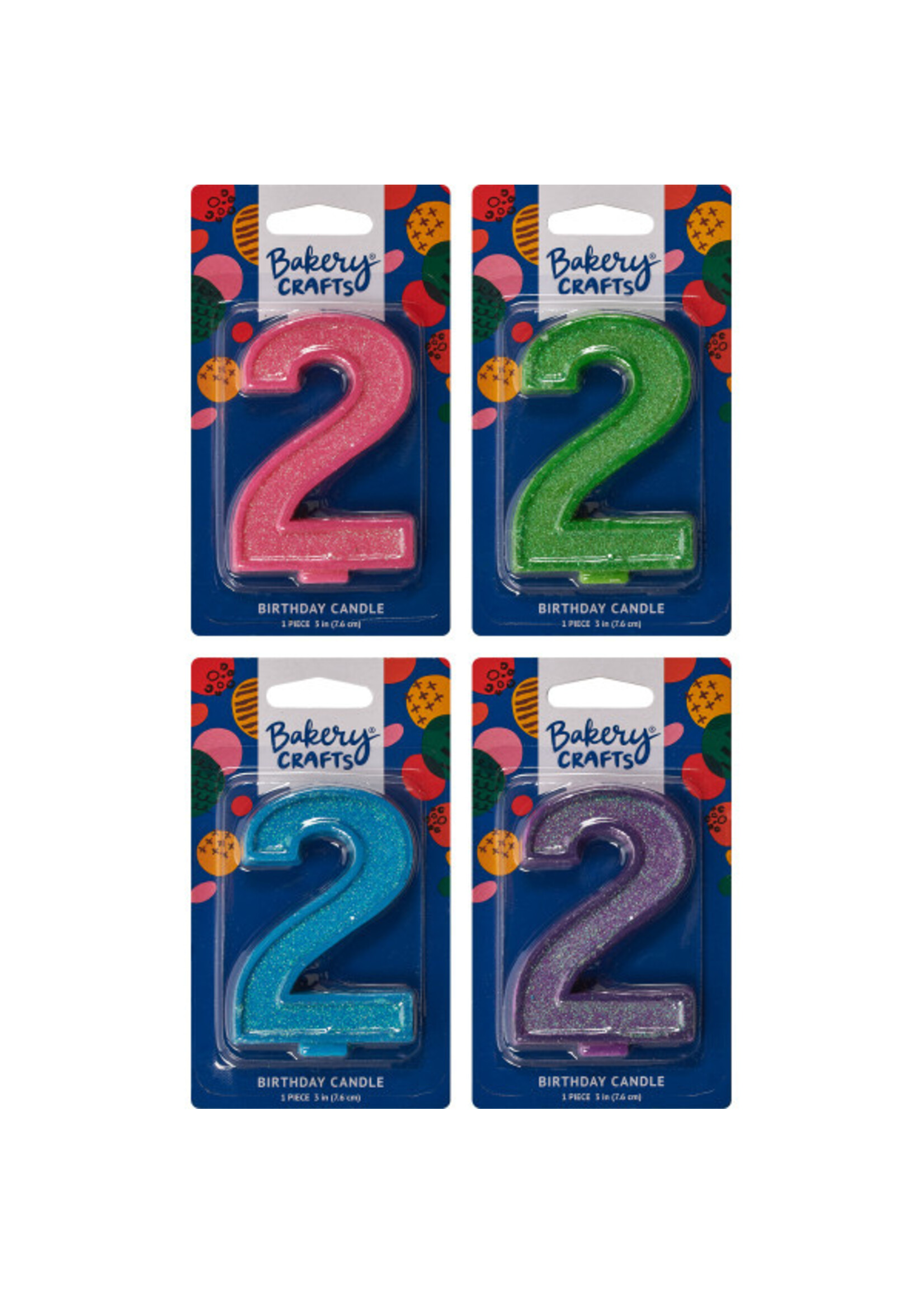 2 Glitter Numeral Candles