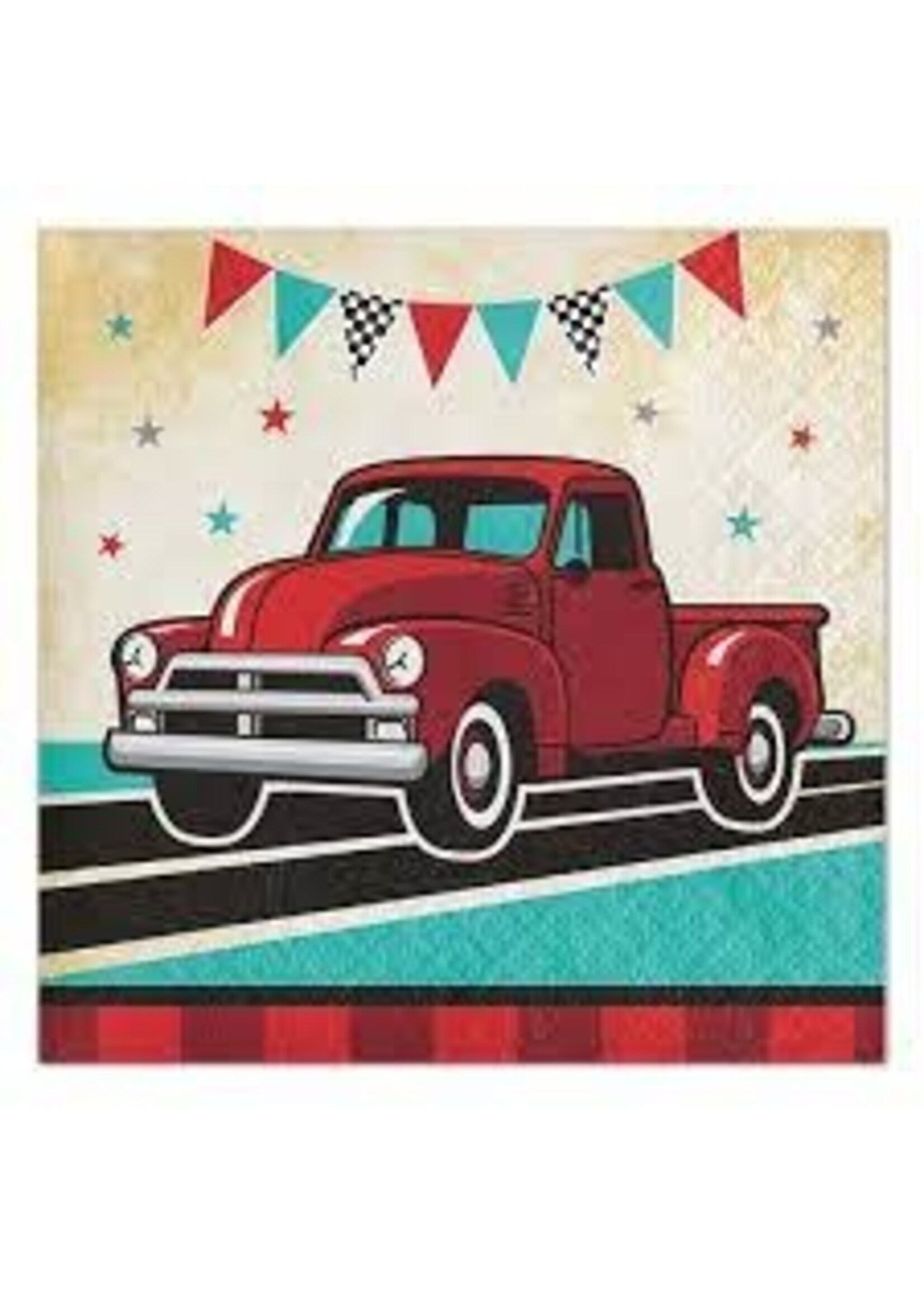 BEVERAGE NAPKINS 16CT  VINTAGE RED TRUCK BKF