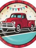 PAPER PLATES 8CT VINTAGE RED TRUCK