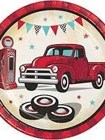 PAPER PLATES 8CT VINTAGE RED TRUCK