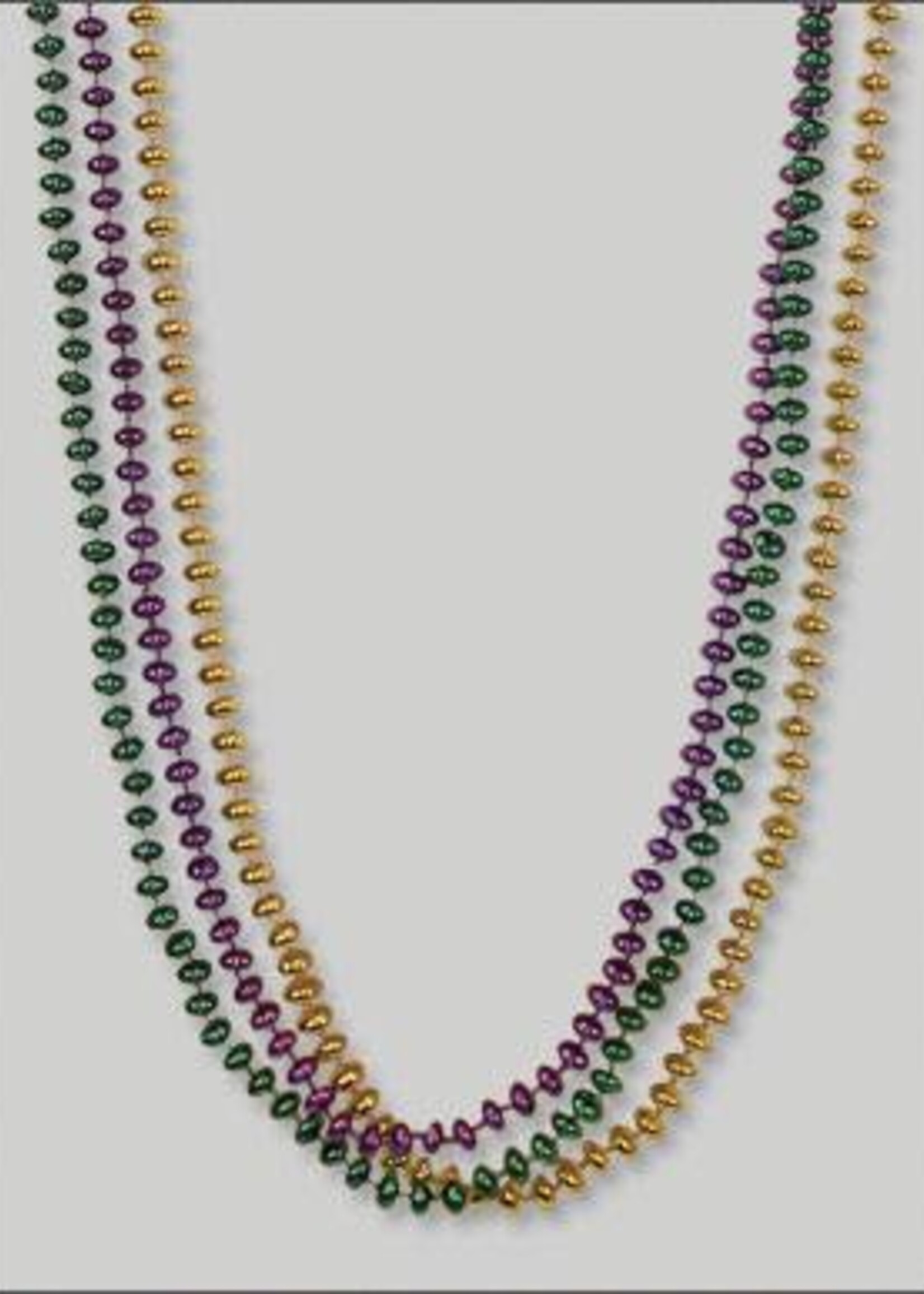 60" 8mm Flat Metallic Purple, Green and Gold BEADS­