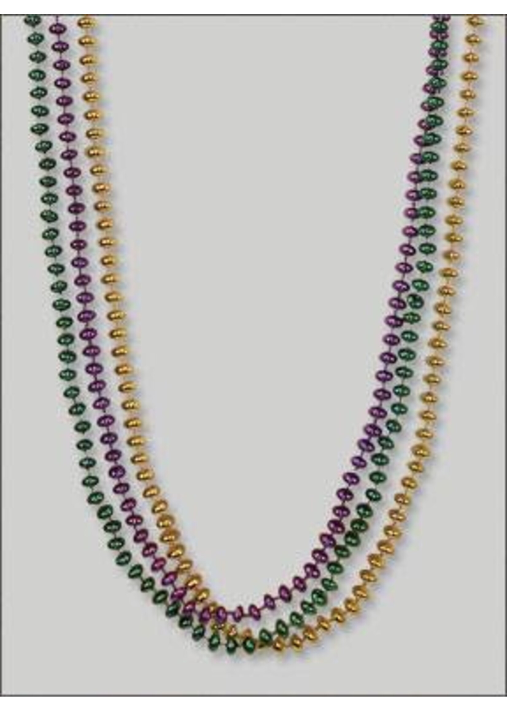 60" 8mm Flat Metallic Purple, Green and Gold BEADS­