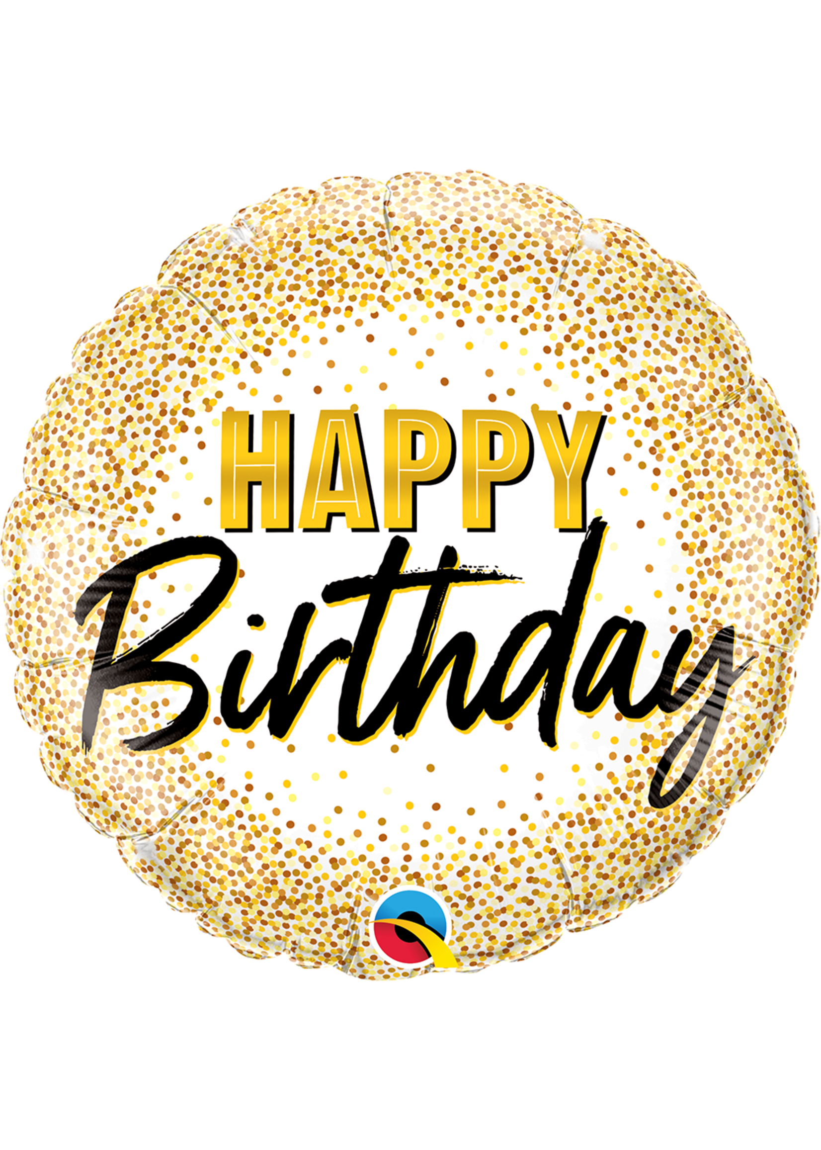 BDAY GOLD GLITTER DOTS 18" BALLOON