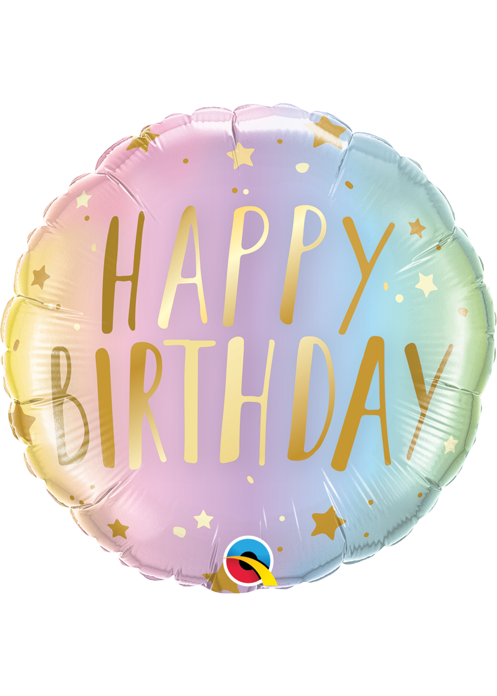 BDAY PASTEL OMBRE & STARS 18" BALLOON