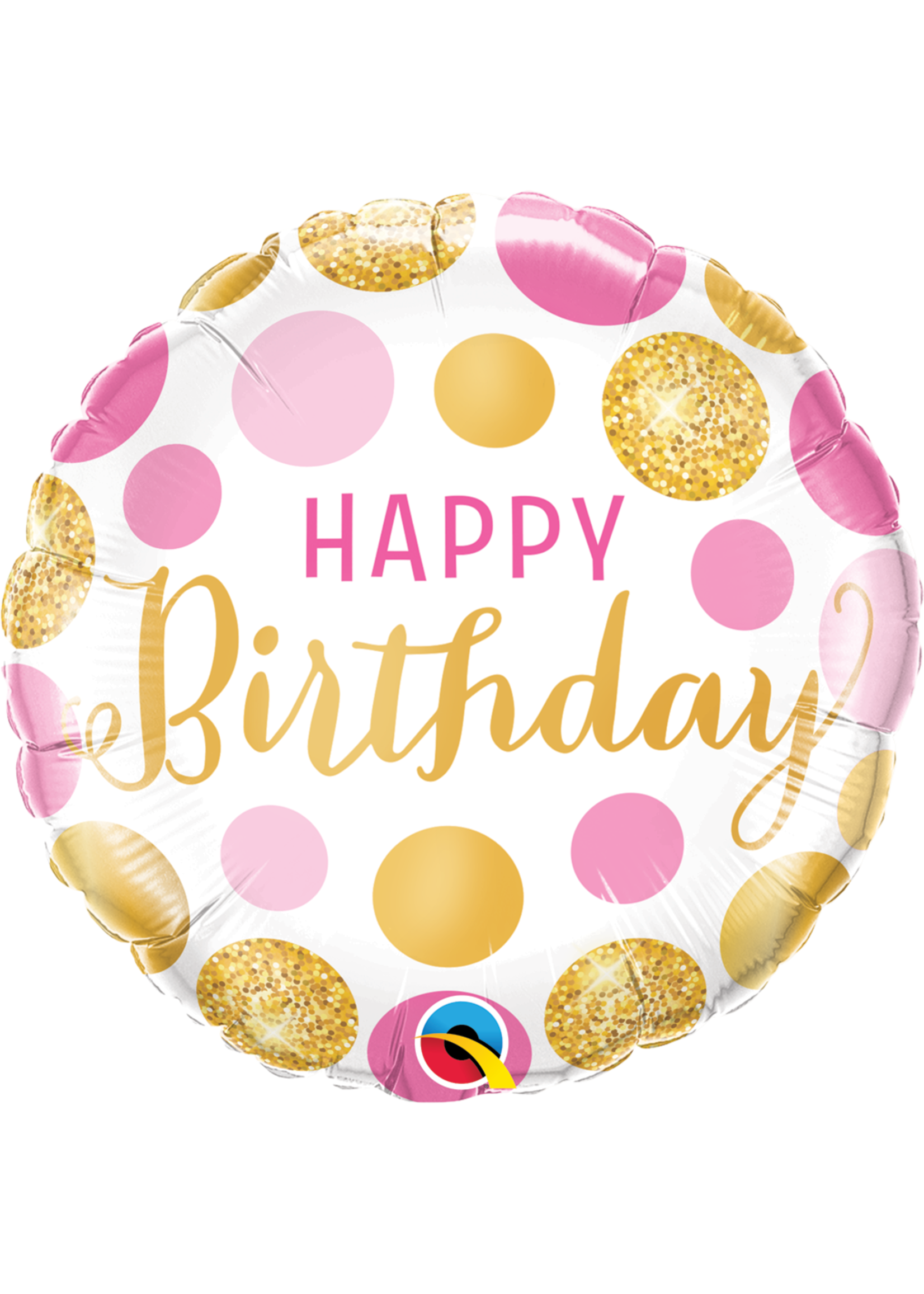 BDAY PINK & GOLD DOTS 18 " BALLOON