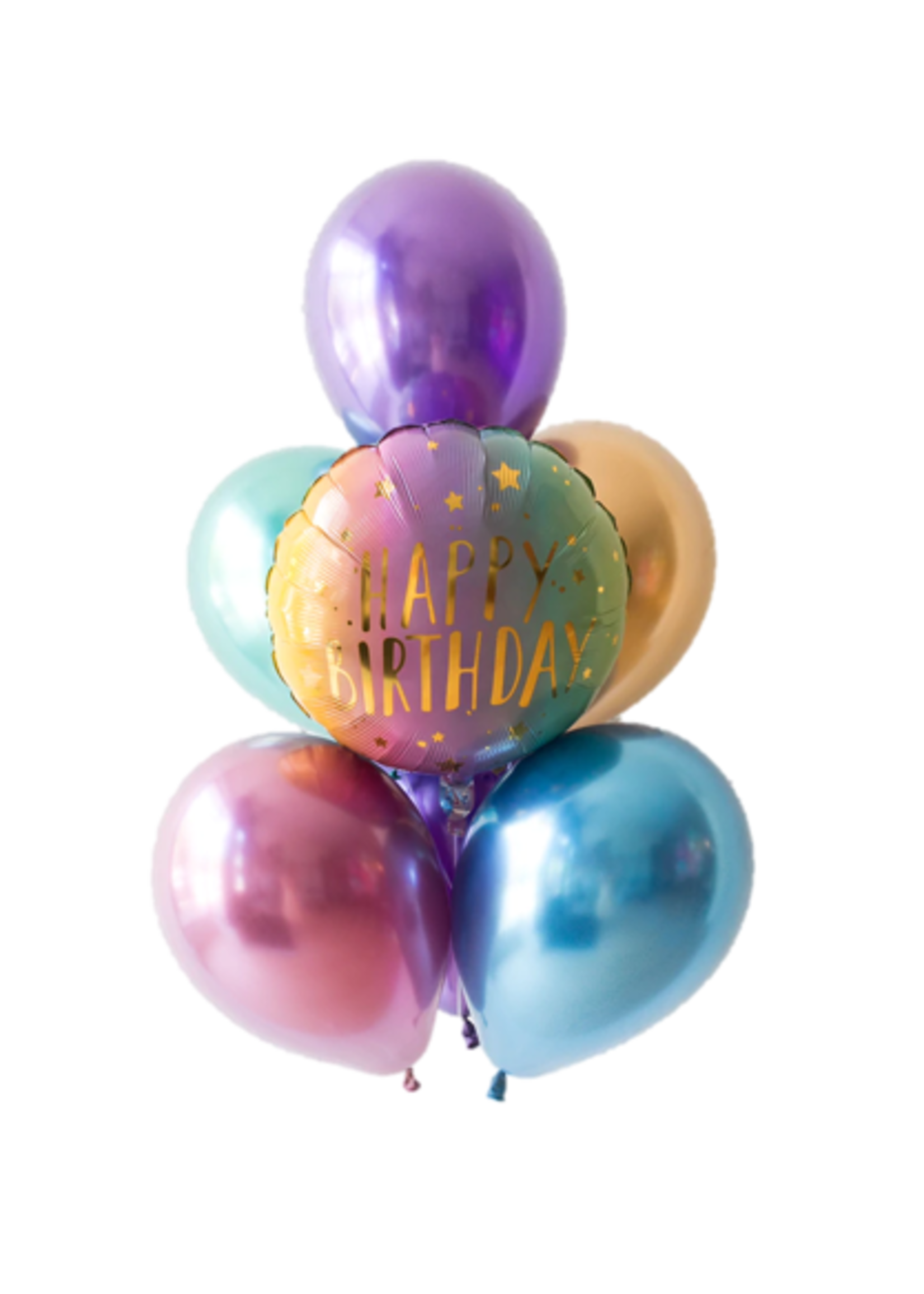 CHROME LATEX HAPPY BIRTHDAY BALLOON BOUQUET