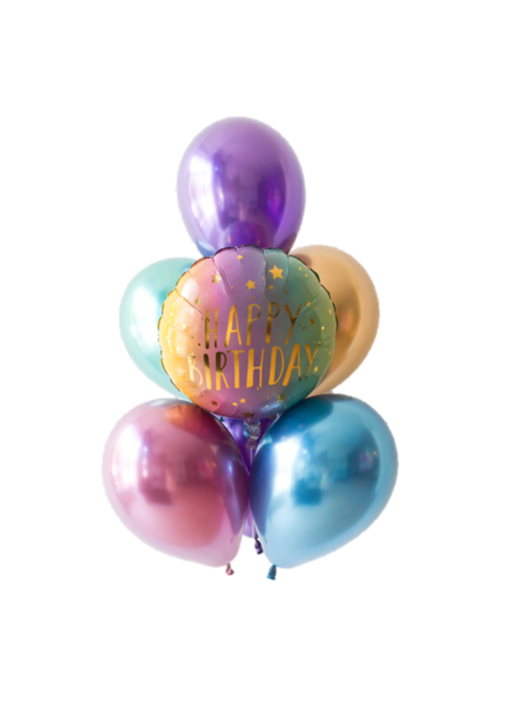 CHROME LATEX HAPPY BIRTHDAY BALLOON BOUQUET