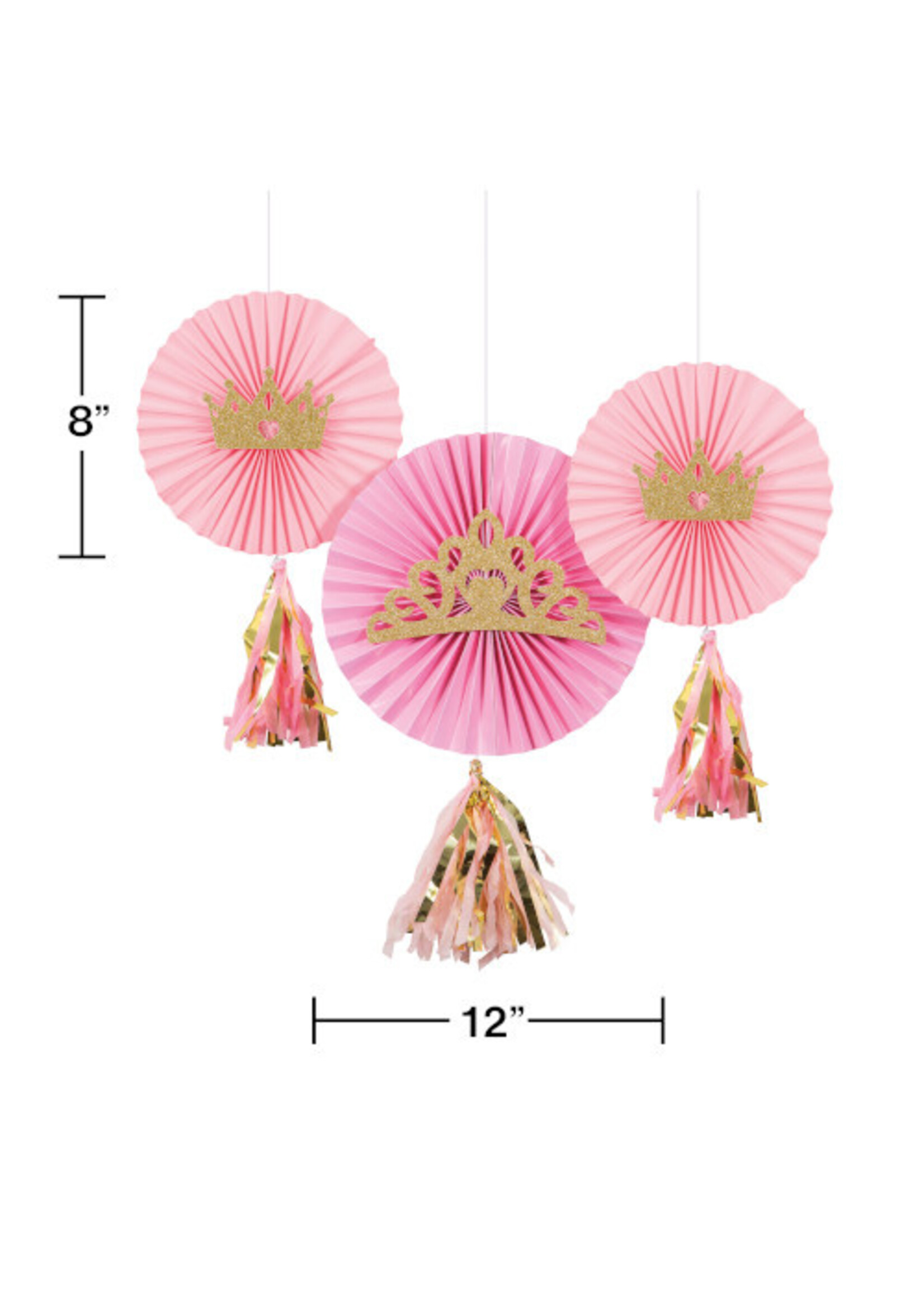 FAN PR /3CT 12"&8" W/ TASSEL PRINCESS