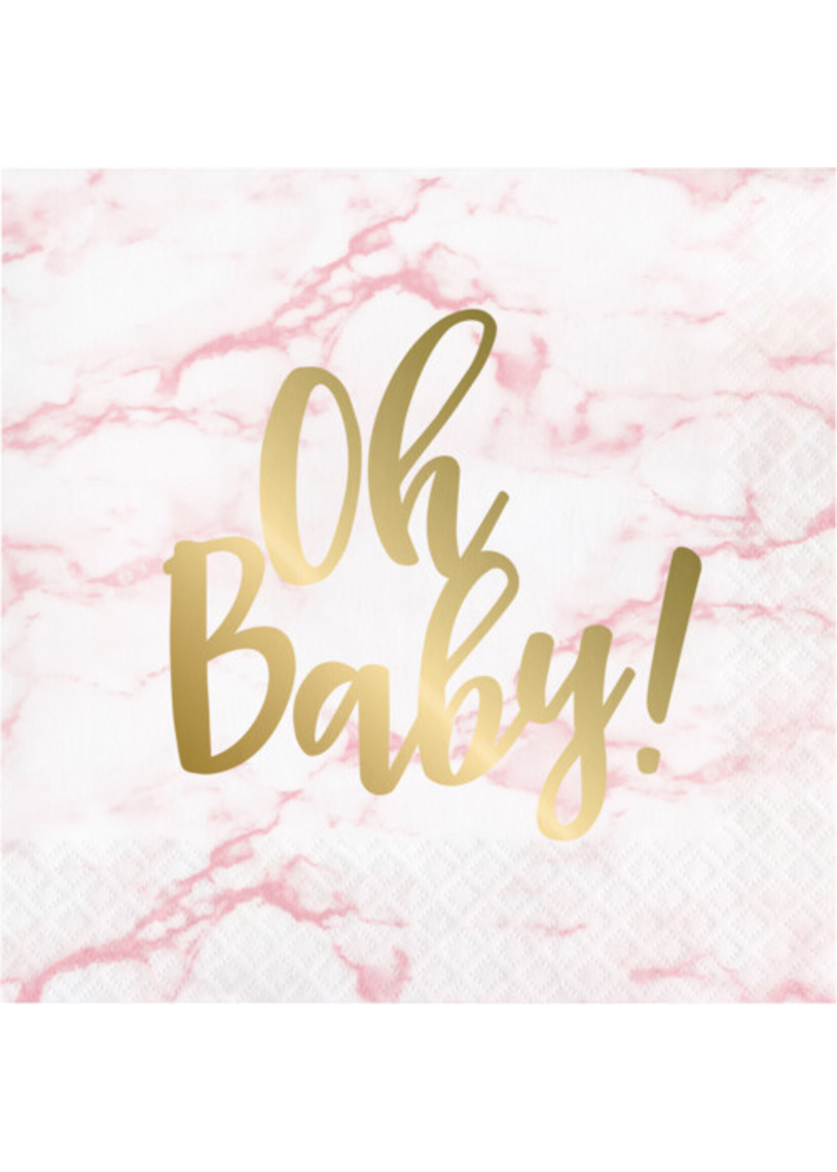 NAPKIN 16CT FOIL BABY PINK MARBLE