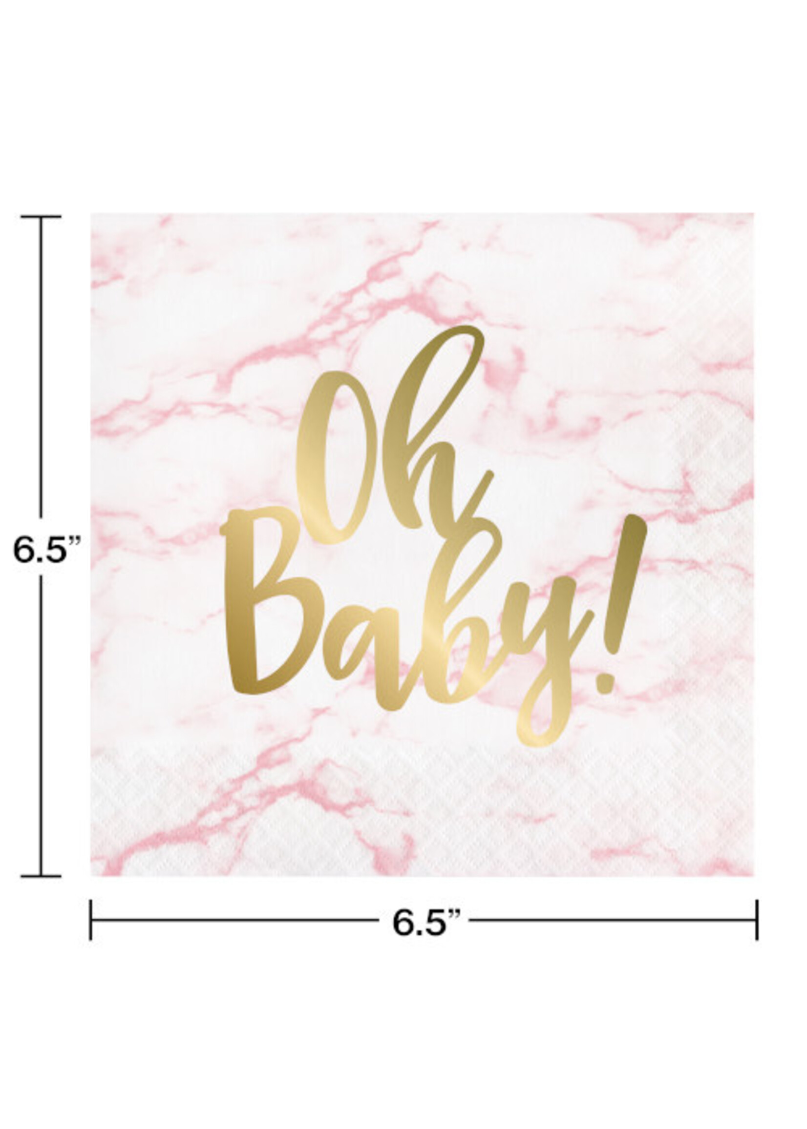NAPKIN 16CT FOIL BABY PINK MARBLE