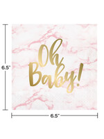 LUNCH NAPKINS 16CT FOIL BABY PINK MARBLE