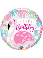 BDAY PINK FLAMINGO 18" BALLOON